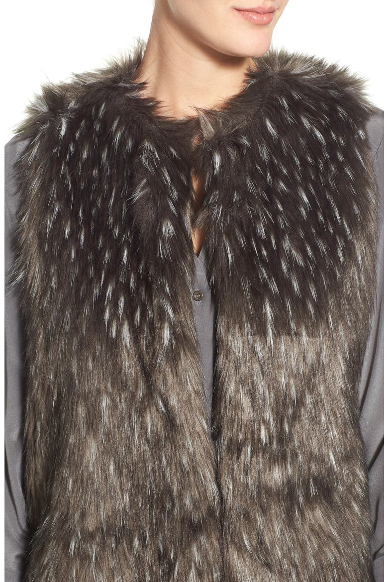 Long Faux Fur Vest, Alternate, color, GREY MULTI FAUX FUR