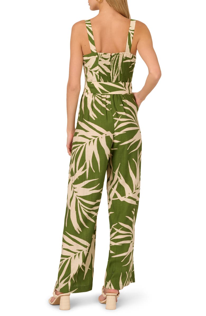 Adrianna Papell Print Sleeveless Wide Leg Jumpsuit, Alternate, color, Green/ Ivory