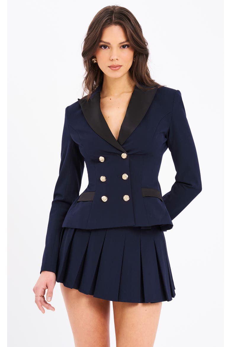 Nasia Double Breast Backless Blazer, Main, color, Navy Blue