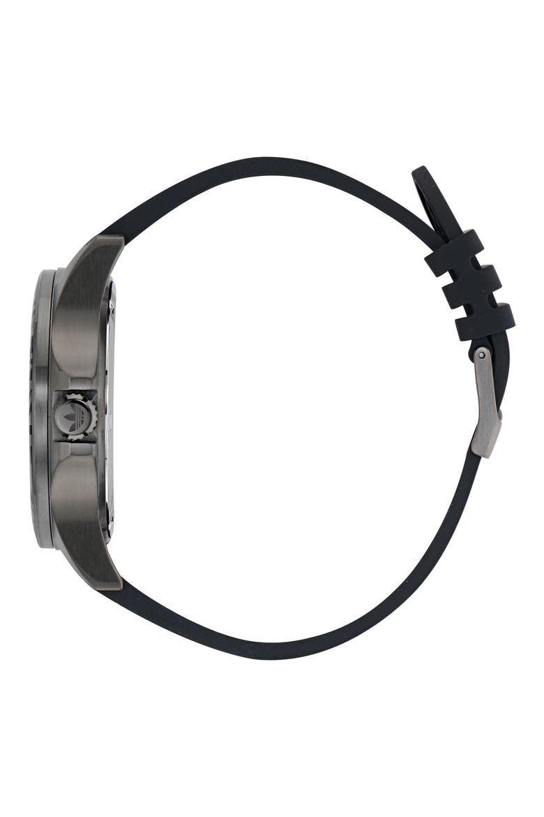 Expression One Silicone Strap Watch, 44mm, Alternate, color, BLACK