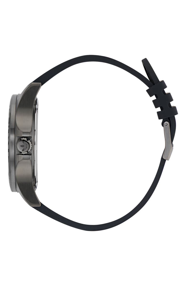 adidas Expression One Silicone Strap Watch, 44mm, Alternate, color, Black