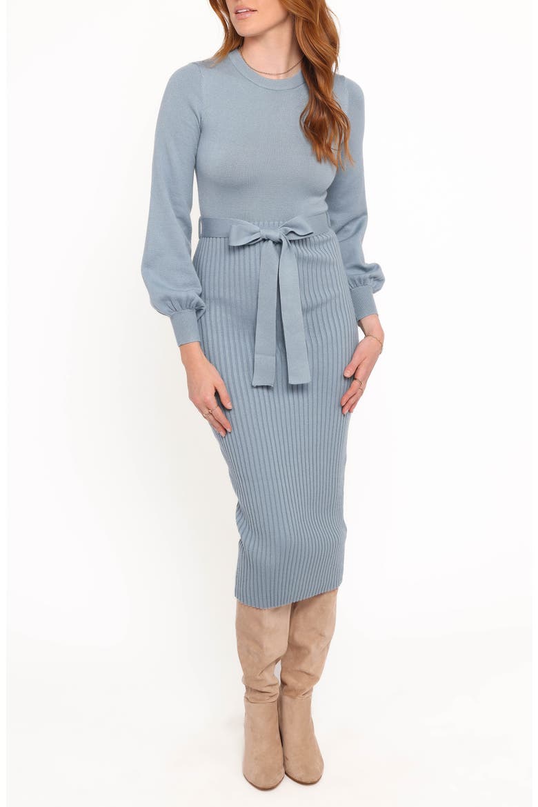 Helena Long Sleeve Midi Sweater Dress, Main, color, BLUE