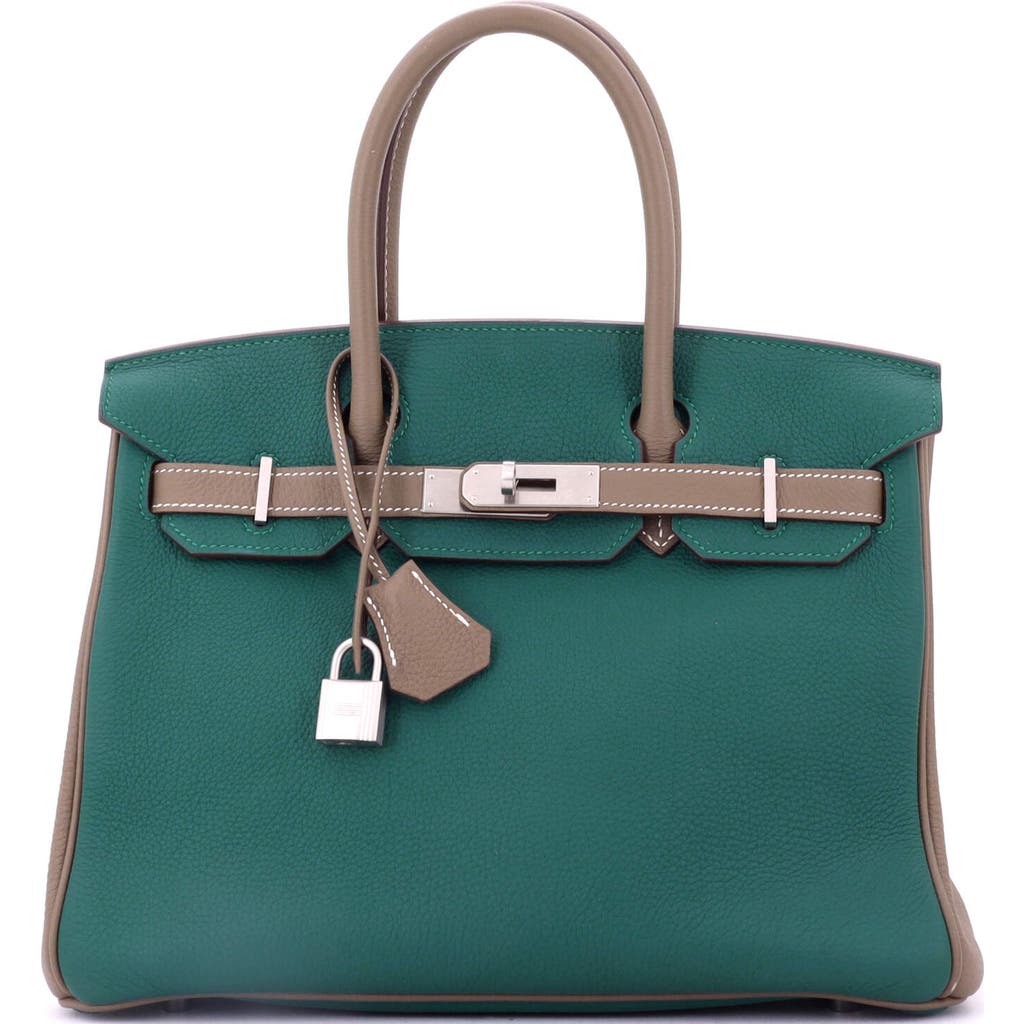 Pre-owned Hermes Hermes Birkin Handbag Bicolor Togo With Brushed Palladium Hardware 30 In Green