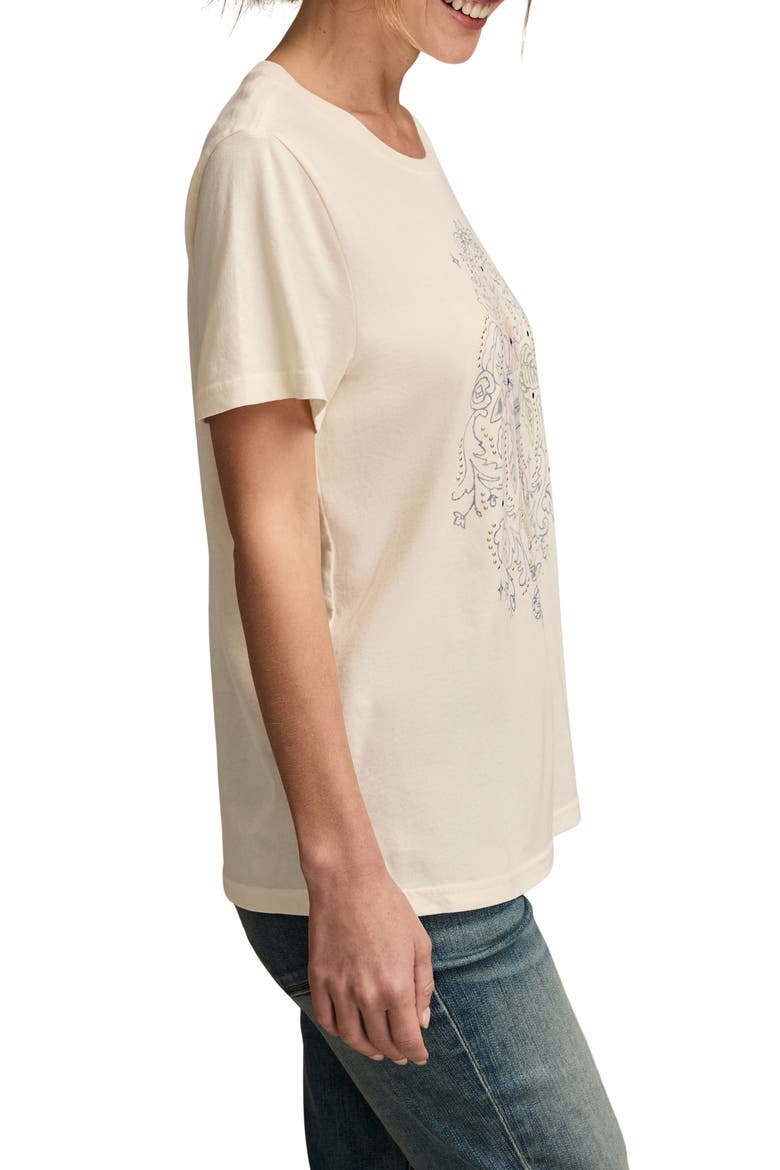 Beaded Floral Vase Cotton Graphic T-Shirt, Alternate, color, CANOLI CREAM