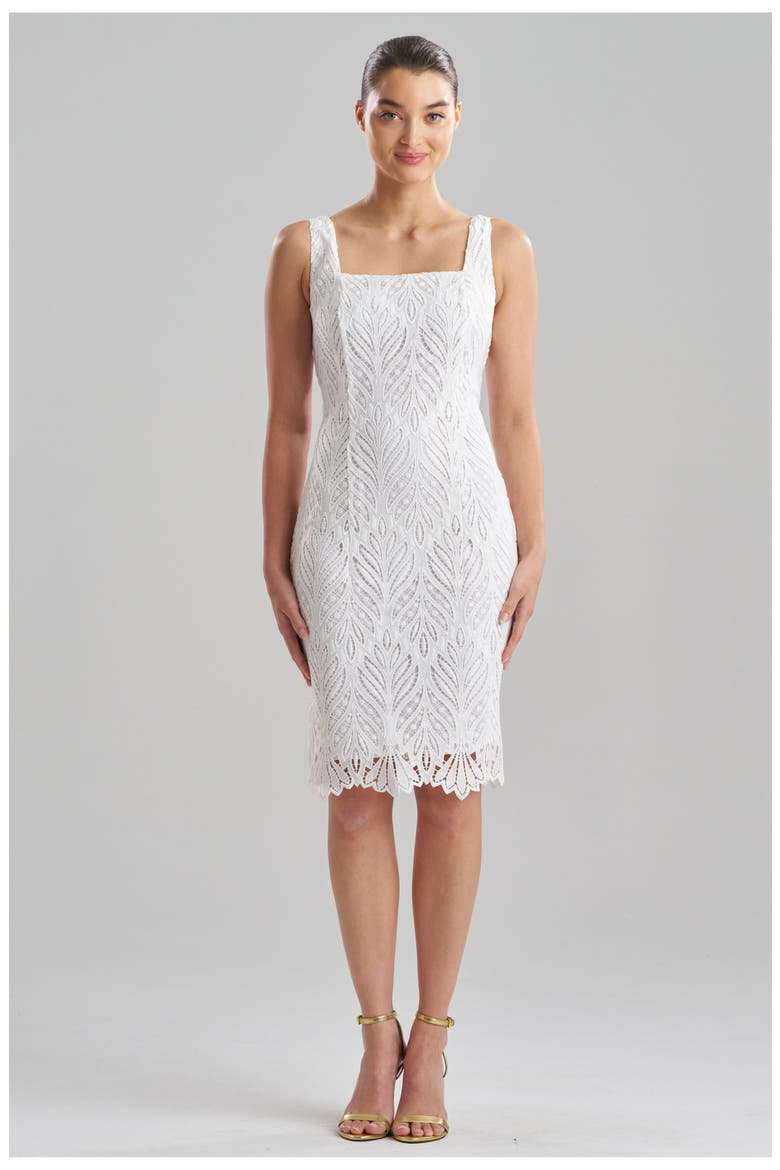 Leaflet Lace Tank Sheath Dress, Main, color, WHITE