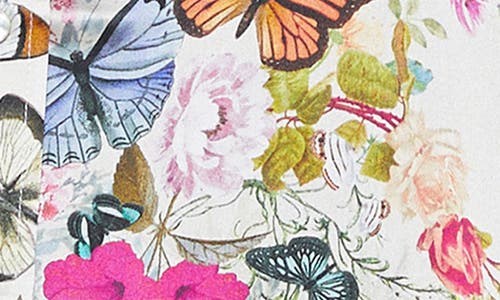 L Agence Dani Silk Charonda Butterfly Blouse In Vintage White Multi