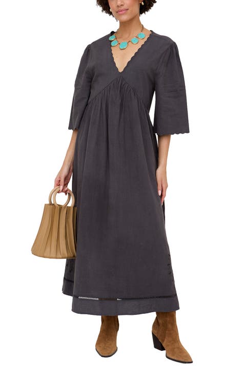 Ibiza Smock Embroidered Midi Dress