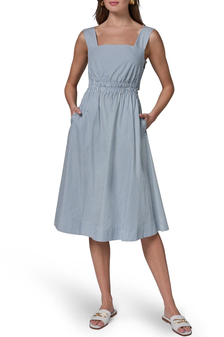 Stripe Midi Dress, Main, color, WASHED INDIGO