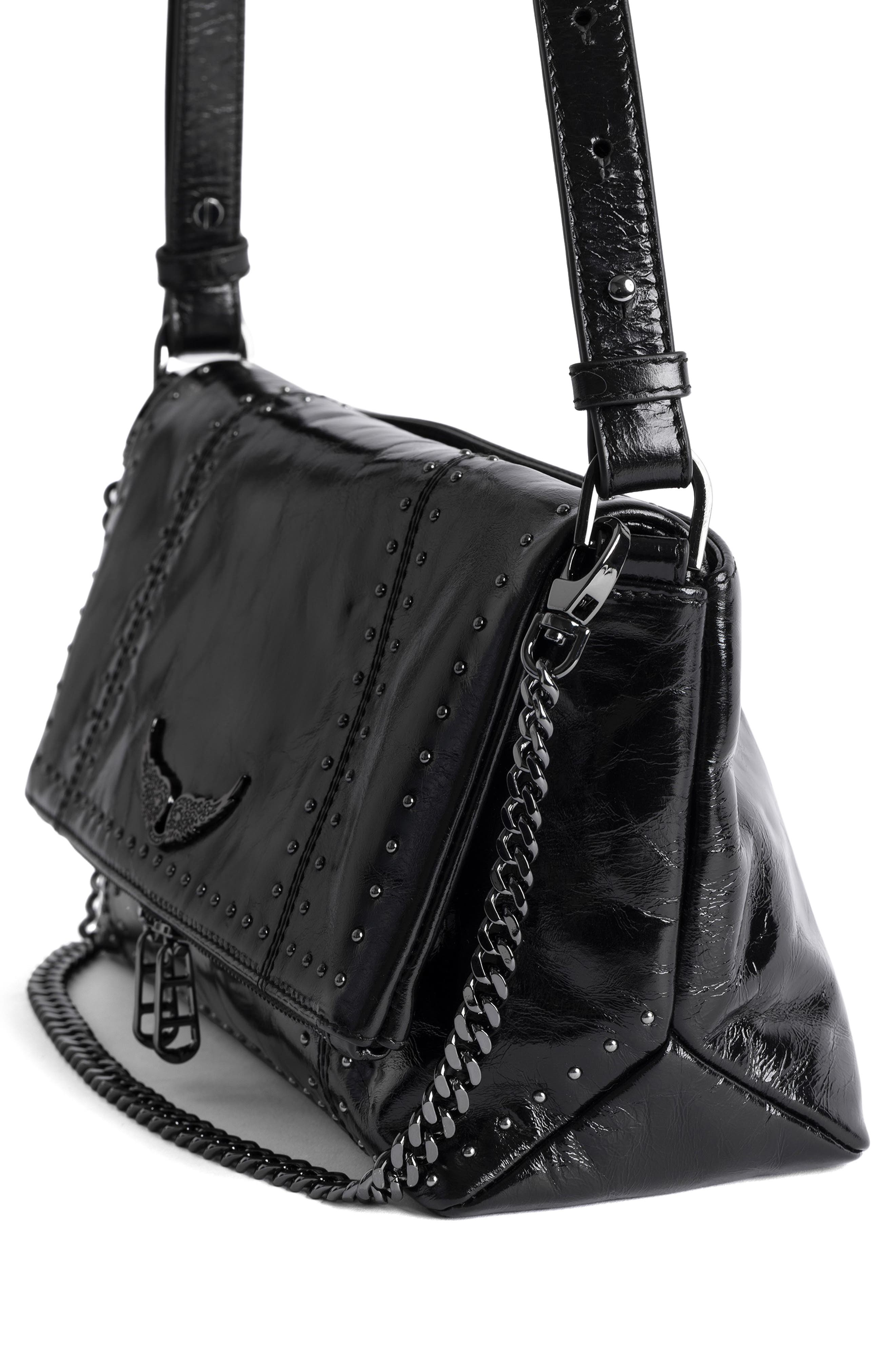 Zadig & Voltaire Rocky II Leather Crossbody Bag, Alternate, color, Black