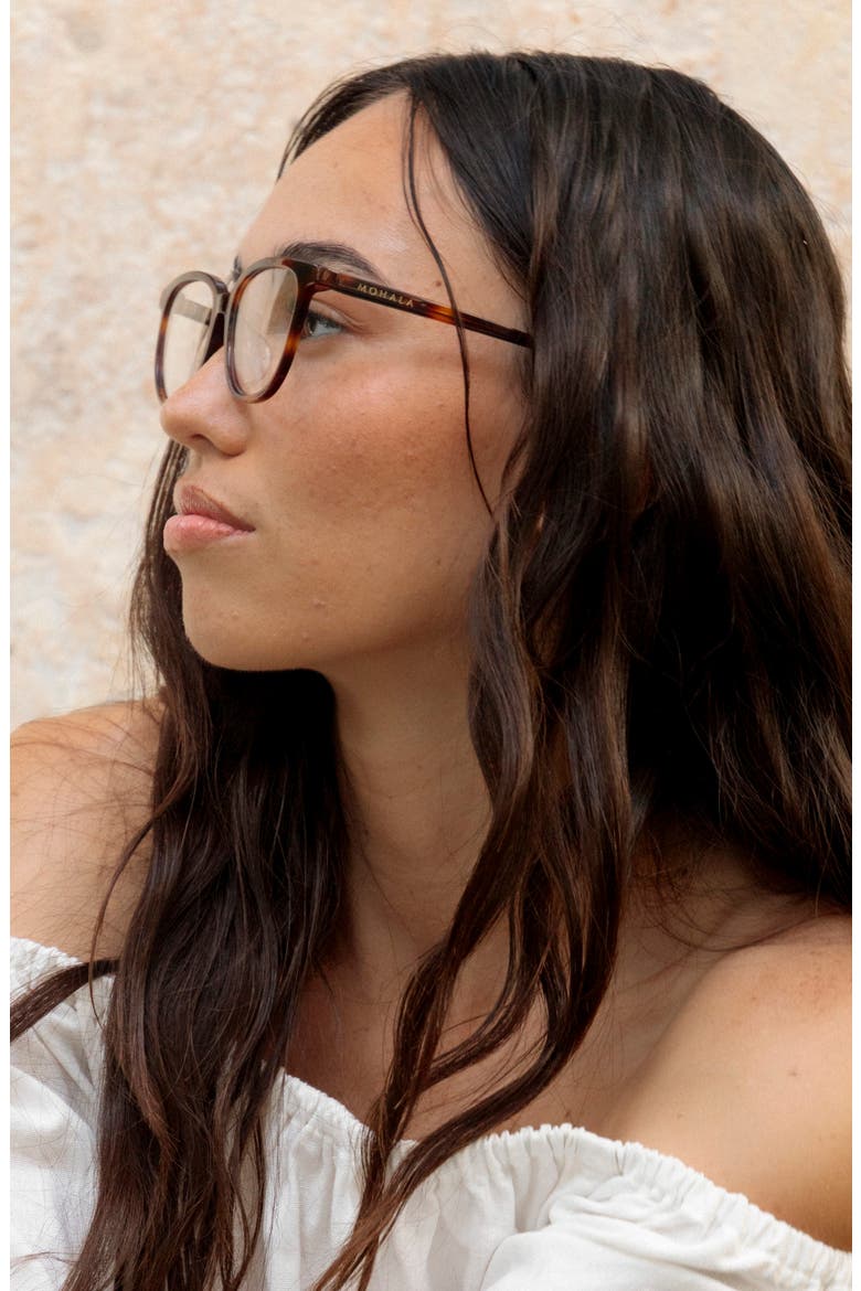 Waipuna 53mm Low Bridge Round Optical Glasses, Alternate, color, CAPPUCCINO / CLEAR LENSES