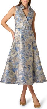 Aidan Mattox Floral Jacquard Midi Dress