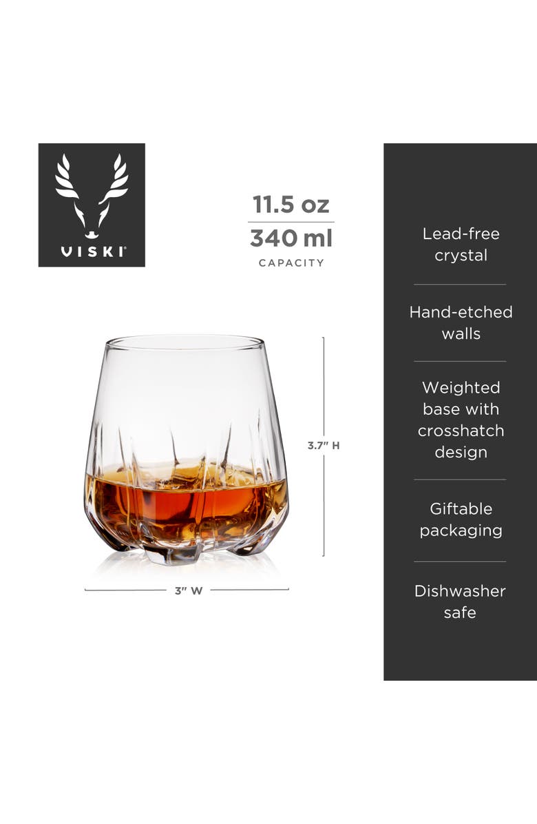 Viski Apollo Crystal Whiskey Tumbler, Alternate, color, Clear