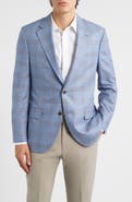 Peter Millar Hyperlight Soft Light Blue Plaid Wool & Silk Blend Sport Coat