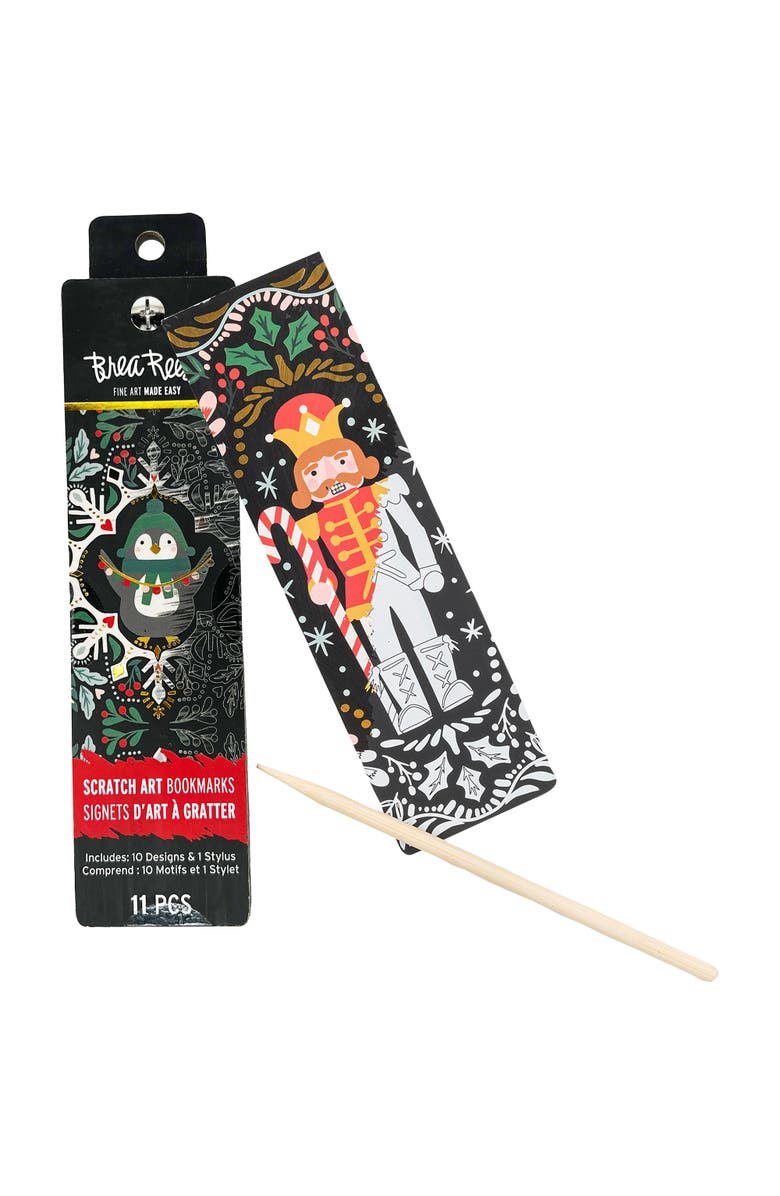 Brea Reese Scratch Art Bookmark Kit, Penguin Buddy, 10 Holiday Themed Bookmarks, Alternate, color, Multicolored