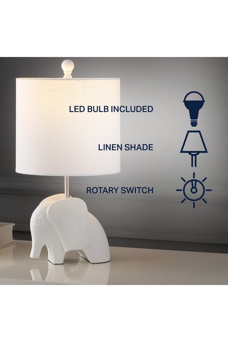 Koda Eclectic Southwestern Resin/Iron Elephant LED Kids' Table Lamp, Alternate, color, White