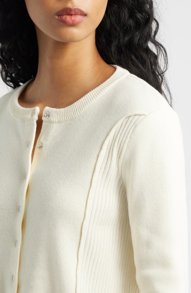 MANGO Karen Cotton Blend Cardigan, Alternate, color, Ecru