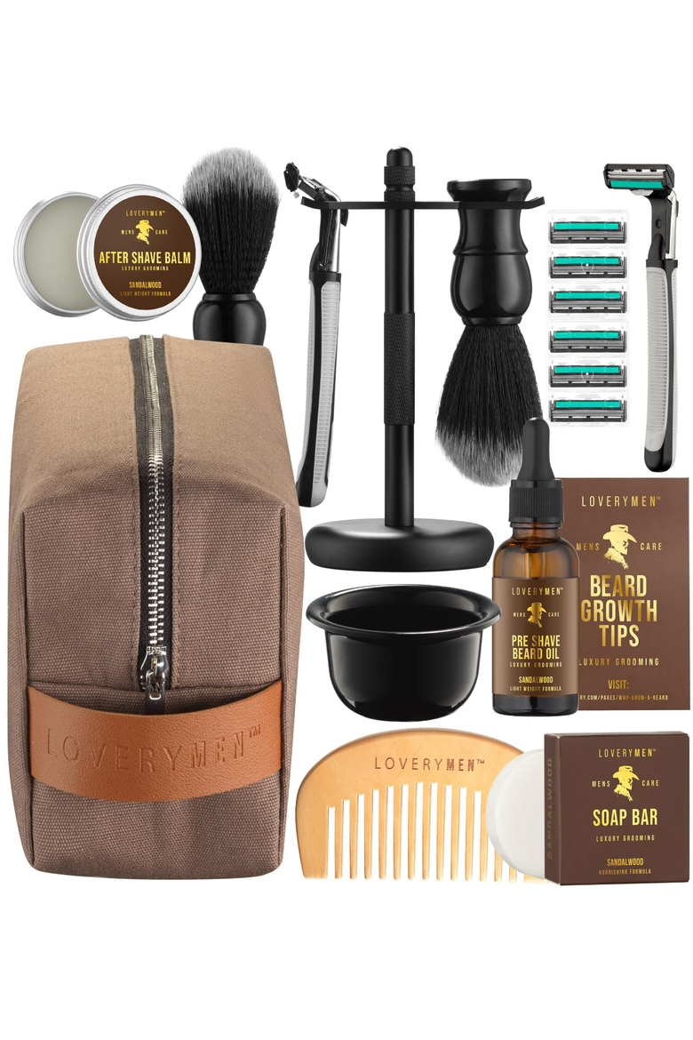 Ultimate Beard Shaving Kit wrapped in a Luxury Leather Bag, Alternate, color, None