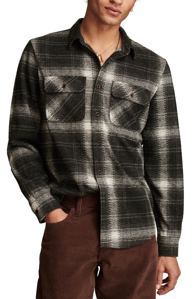 Lucky Brand Brushed Jersey Button-Up Shirt, Main, color, 