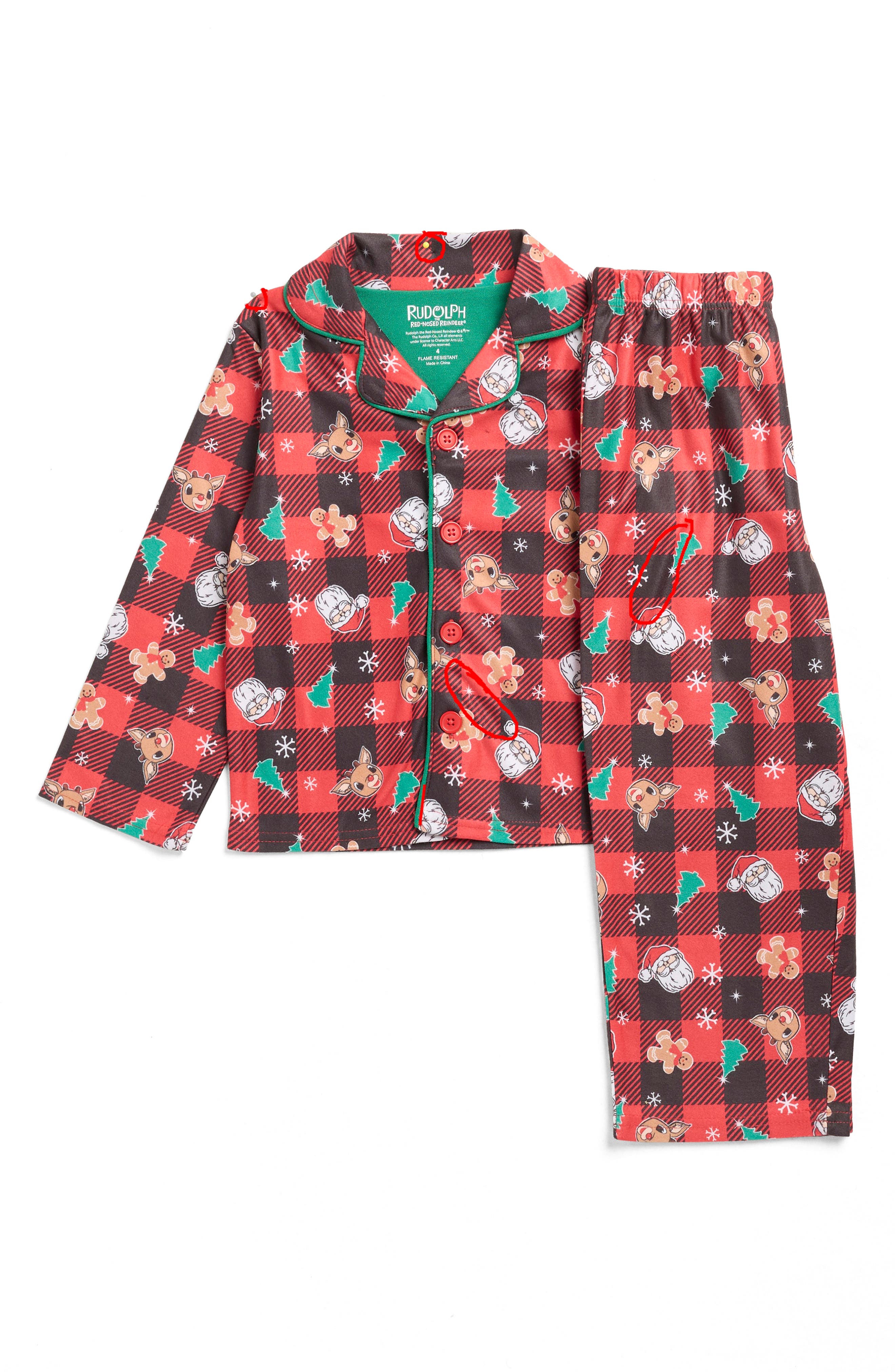 KOMAR Kids' Rudolph the Red Nosed Reindeer Two-Piece Pajamas