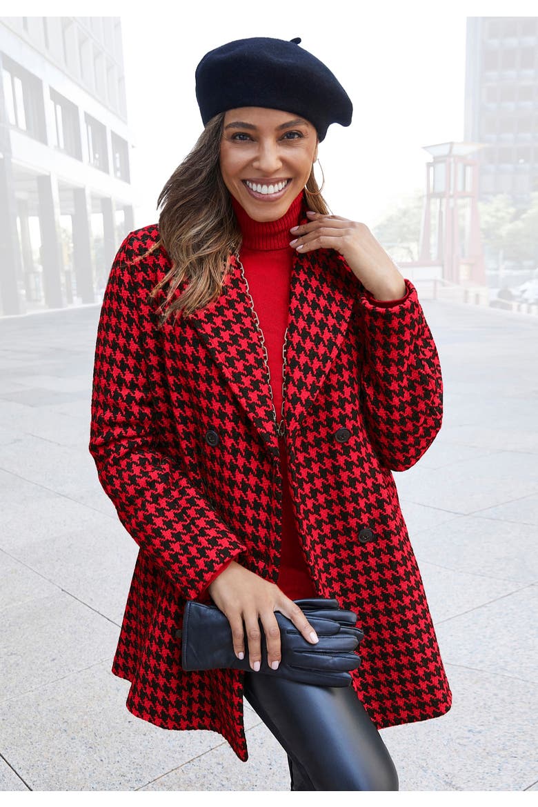 A-Line Wool Peacoat, Alternate, color, BLACK
