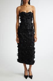 Michael Kors Collection Floral Strapless Silk & Wool Dress