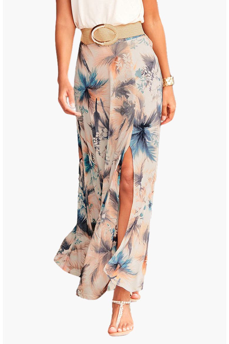 Side Slit Maxi Skirt, Main, color, Blue Sand