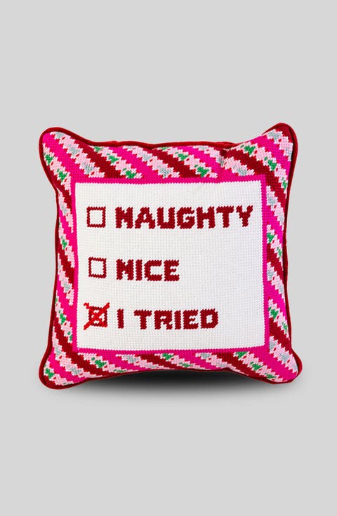 I Tried Needlepoint Pillow