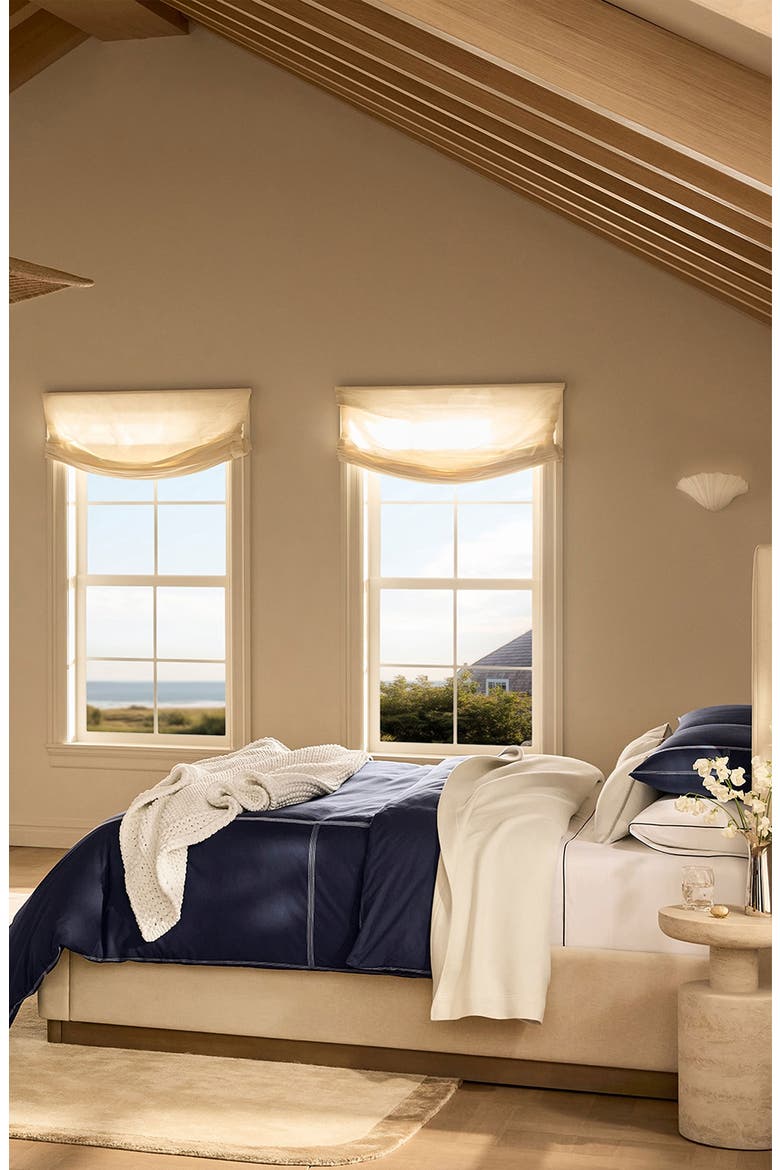 Sail Organic Cotton Percale Duvet Cover & Shams Set, Alternate, color, COASTAL NAVY/ WHITE
