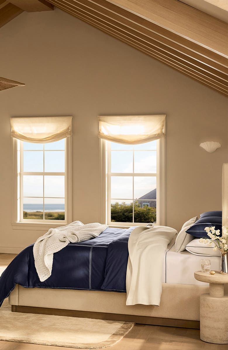 Boll & Branch Sail Organic Cotton Percale Duvet Cover & Shams Set, Alternate, color, Coastal Navy/ White
