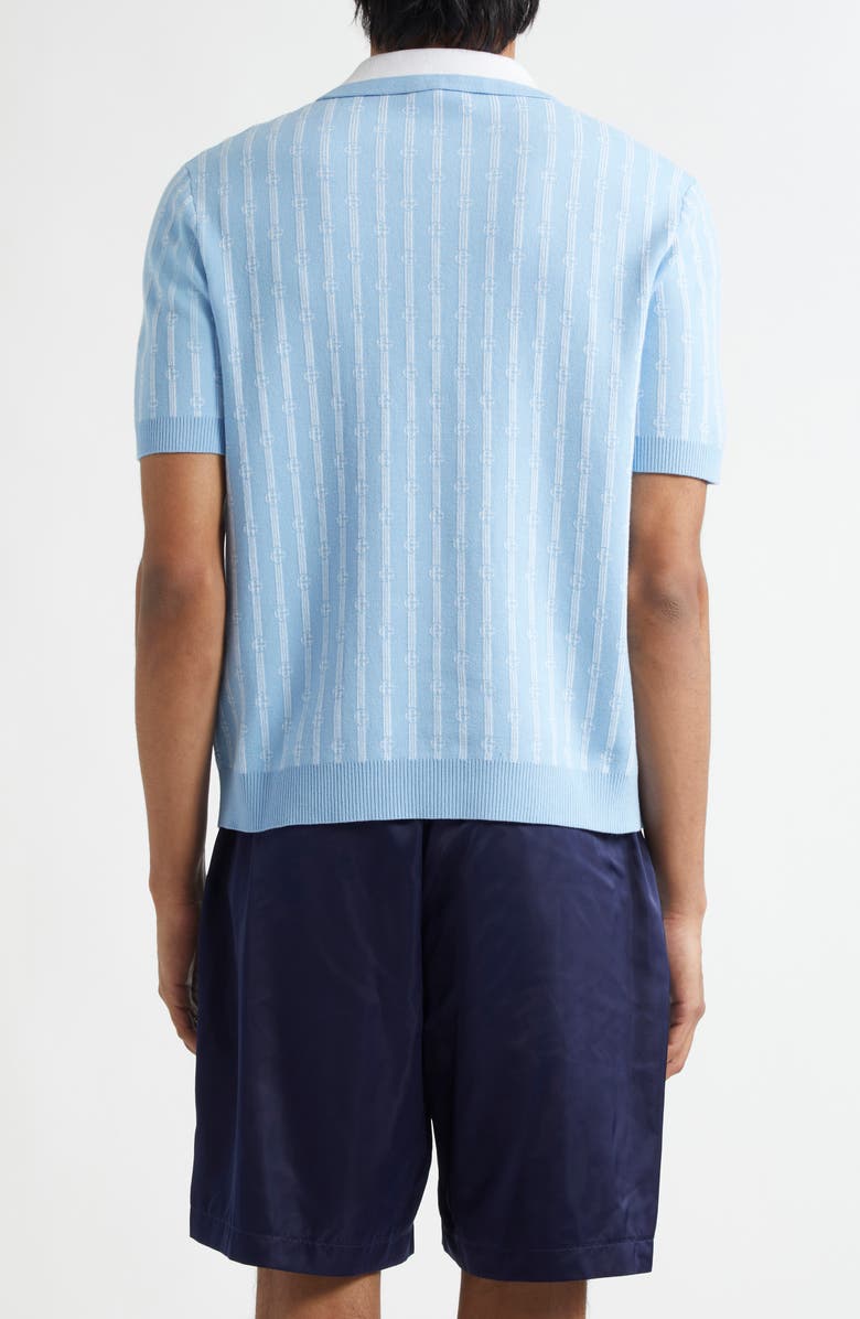 Casablanca Monogram Stripe Jacquard Polo, Alternate, color, Blue