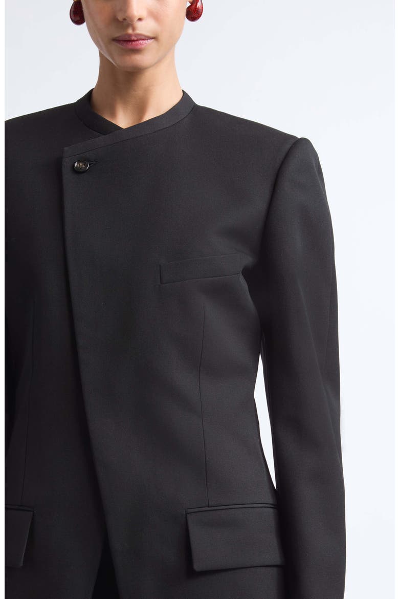 Collarless Wool Poudre Jacket, Alternate, color, 1010 DOUBLE BLACK