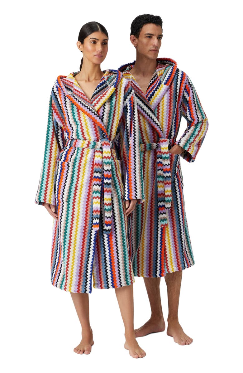 Missoni Home Riverbero Bathrobe In Cotton Terry With Zigzag Pattern, Main, color, Multicoloured