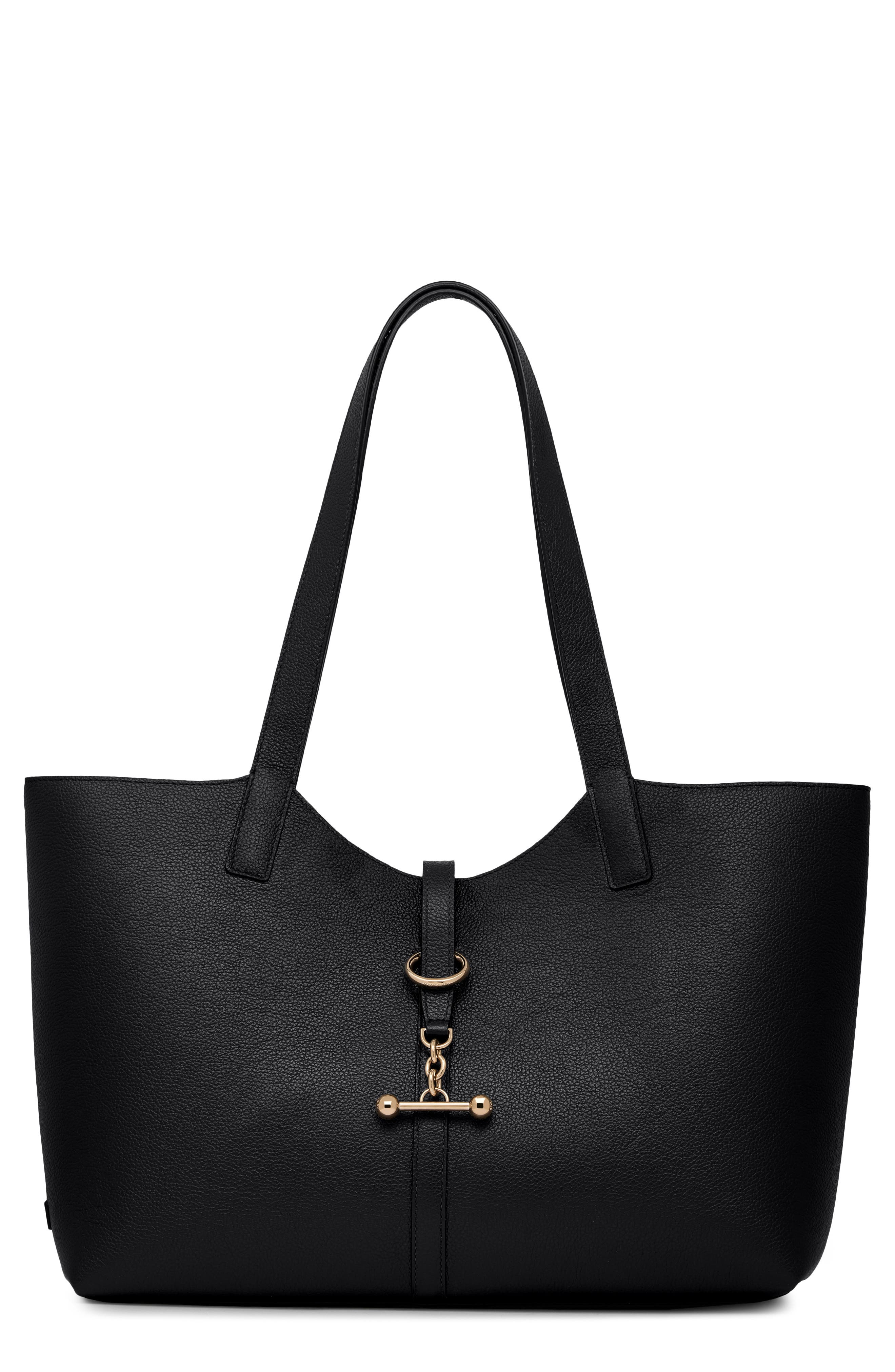 Kite Grain Leather Tote, Main, color, BLACK