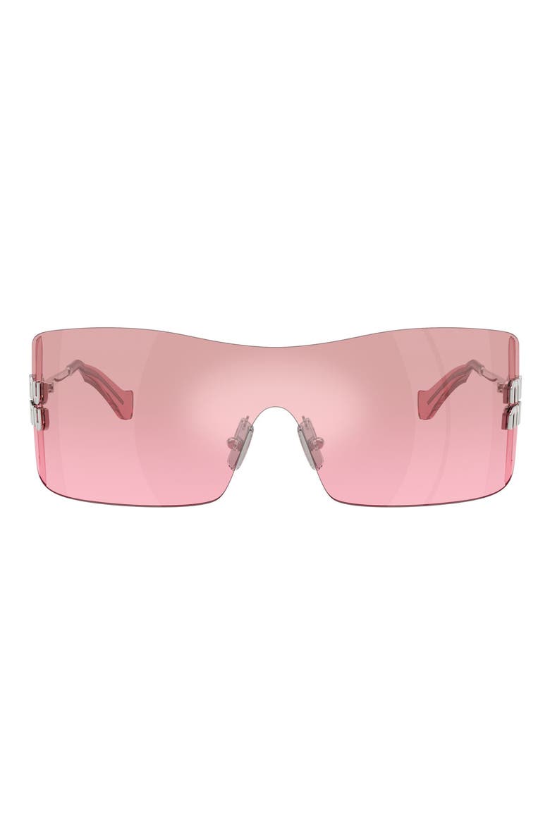 144mm Oversize Shield Sunglasses, Main, color, SILVER / PINK MIRROR SILVER