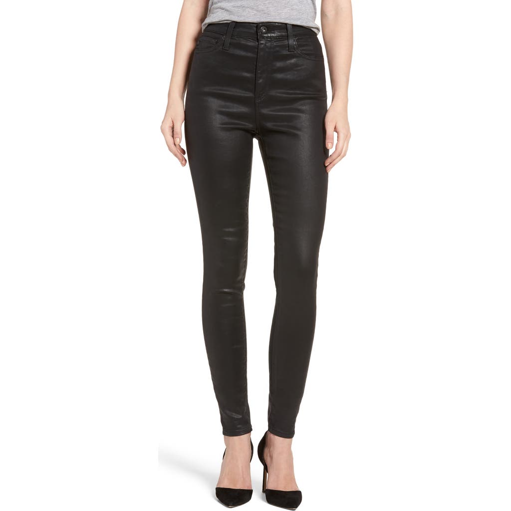Ag The Mila Super High Waist Skinny Faux Leather Pants In Leatherette Super Black