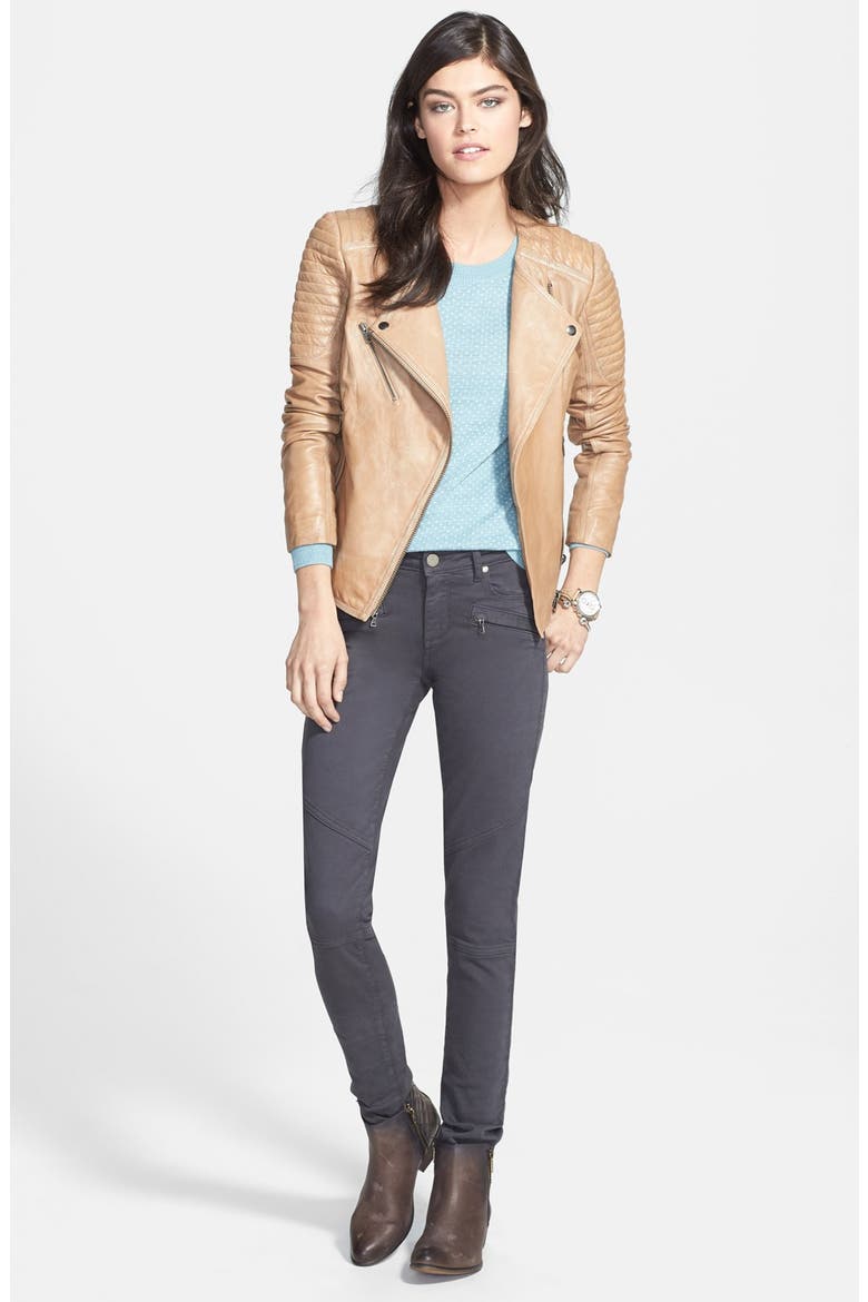 Treasure&Bond Quilted Leather Moto Jacket, Alternate, color, TAN