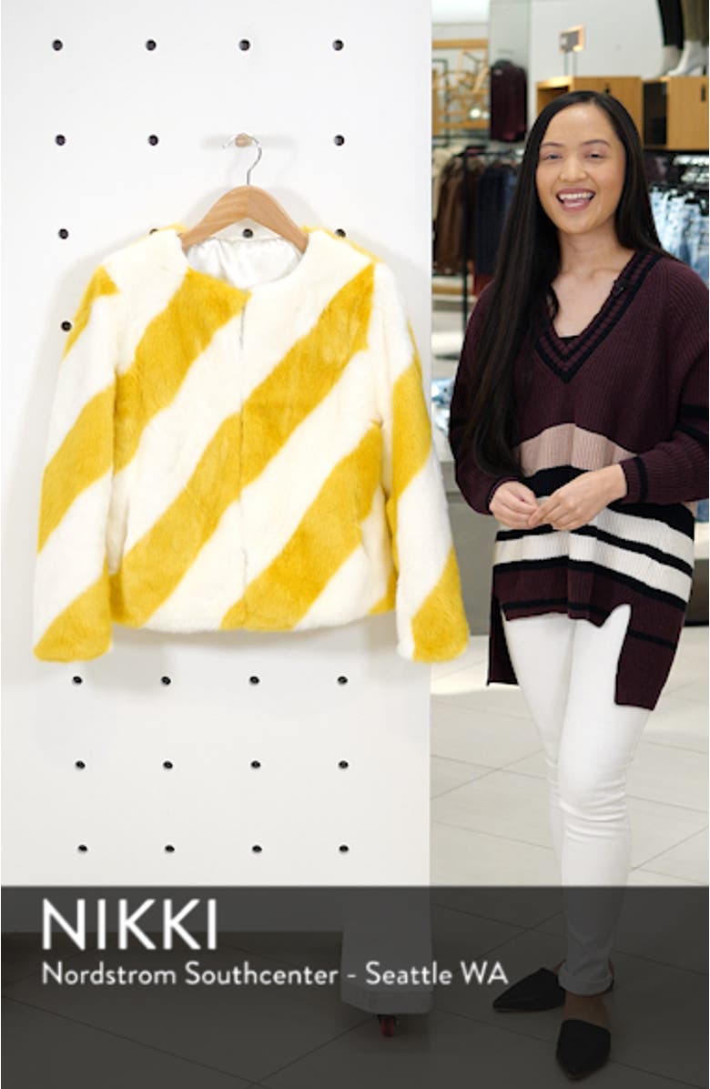 Collarless Chubby Faux Fur Jacket, sales video thumbnail