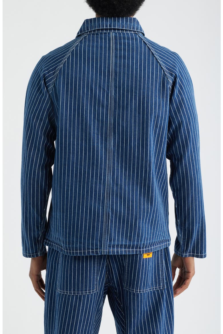 Pinstripe Organic Cotton Denim Utility Jacket, Alternate, color, INDIGO