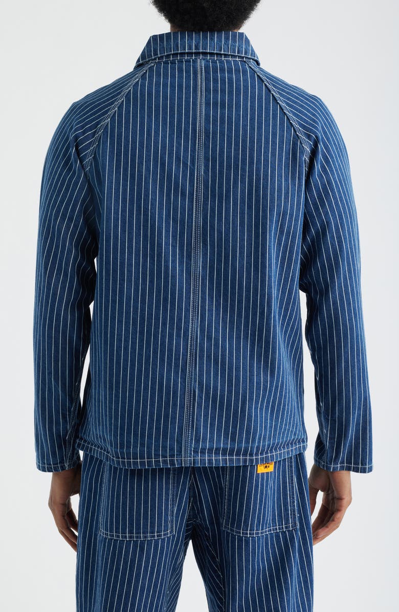 Service Works Pinstripe Organic Cotton Denim Utility Jacket, Alternate, color, Indigo