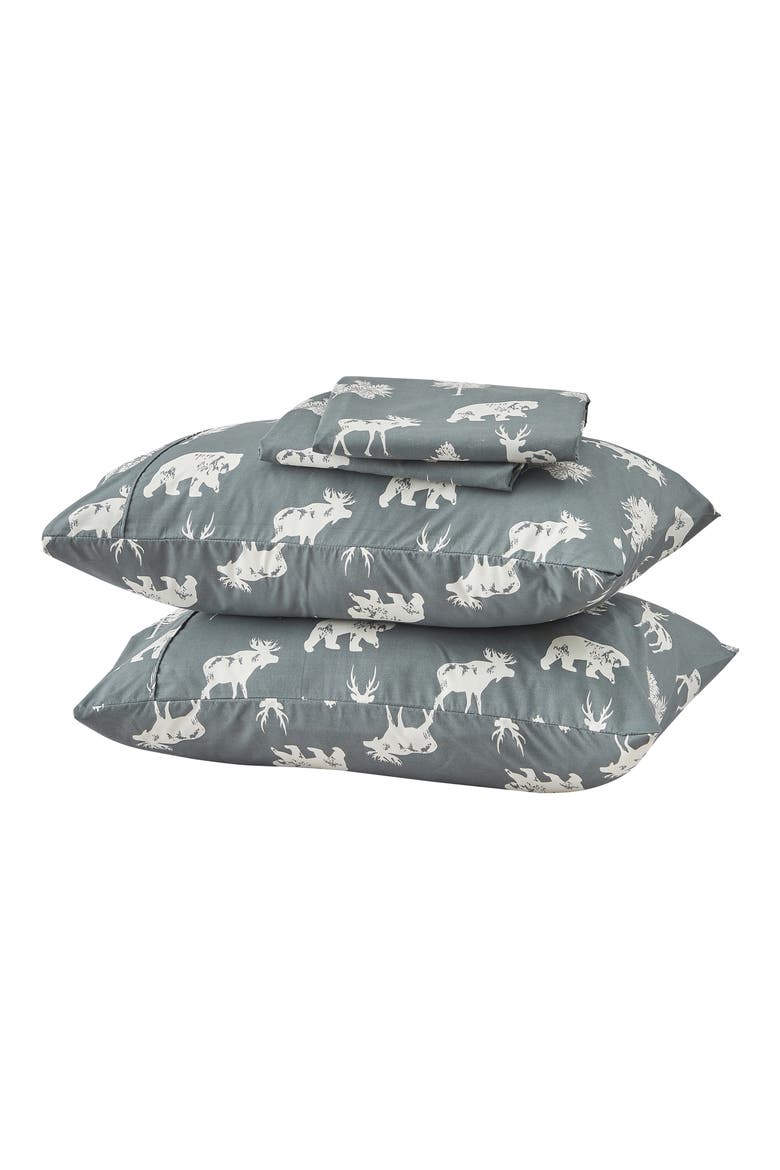Lodge Print Microfiber Sheet Set, Main, color, DARK GREY