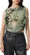 AllSaints Bettie Botanical Print Sleeveless Ruched Top