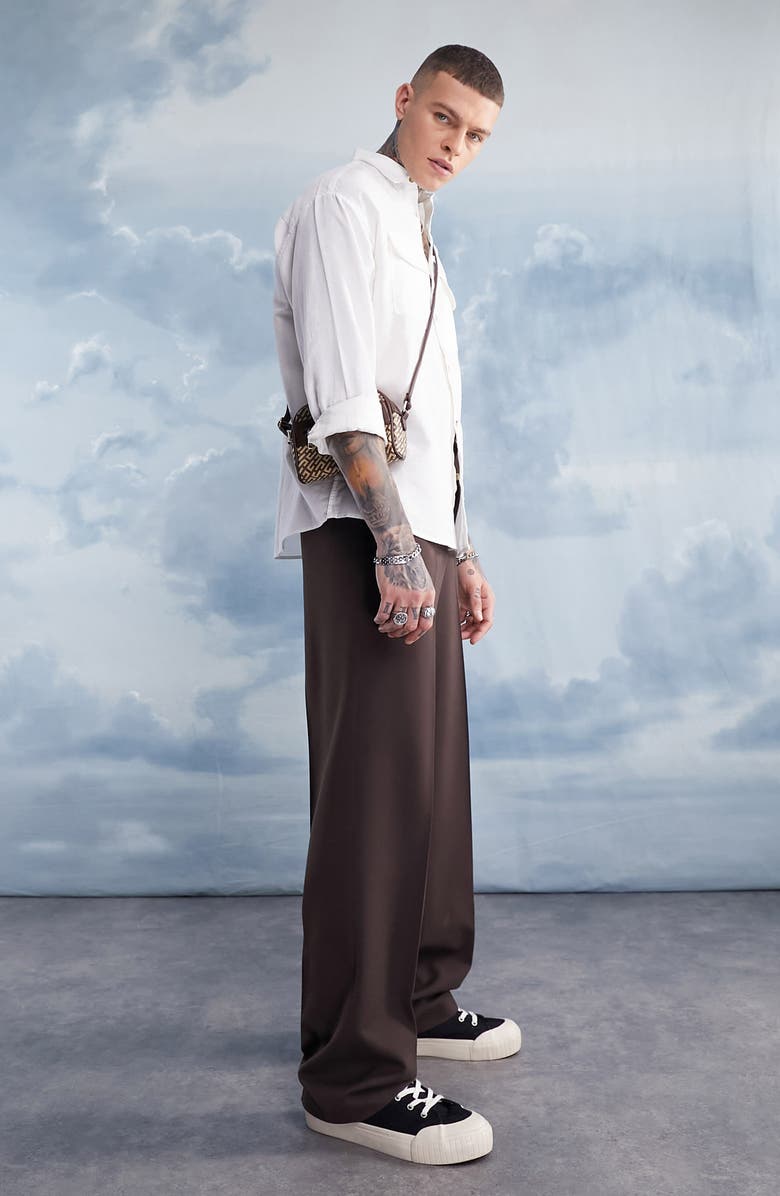 ASOS DESIGN Oversize Linen Blend Button-Up Shirt, Main, color, 