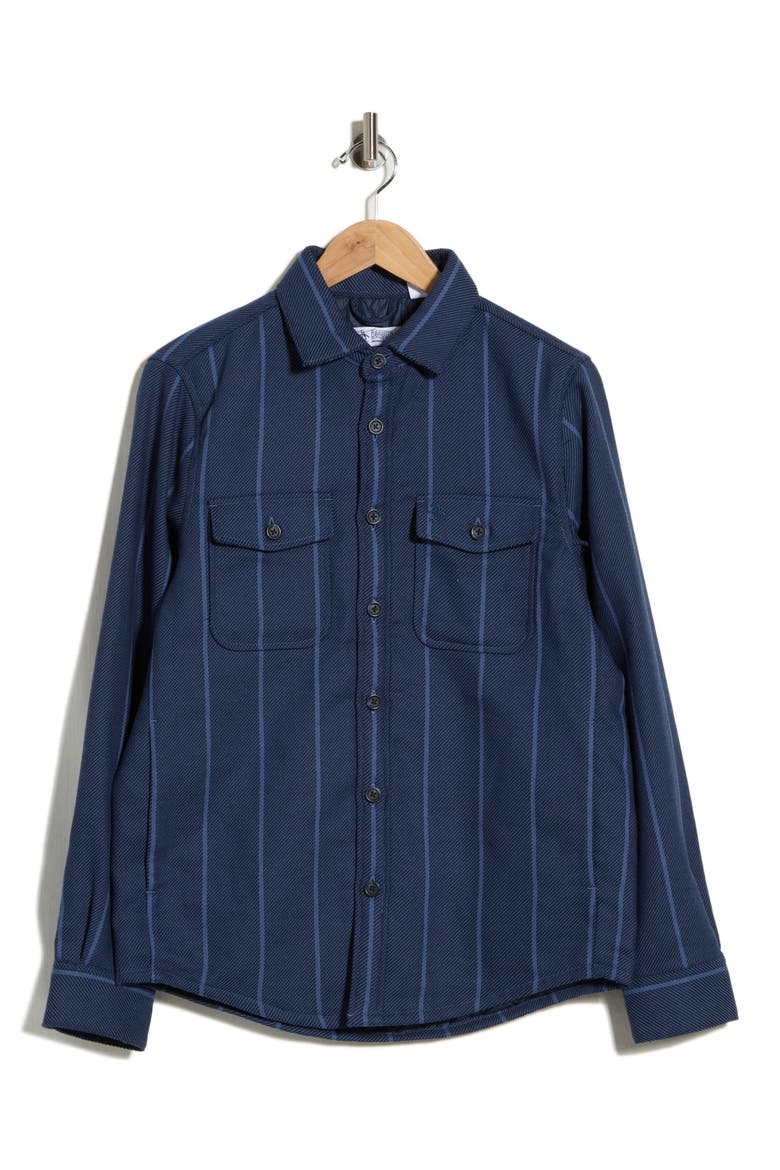 Striped Shirt Jacket, Main, color, 413 DARK SAPPHIRE