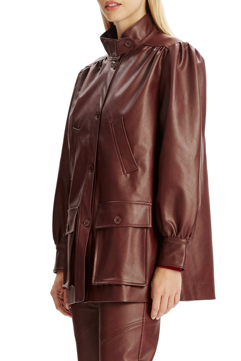 Clements Boxy Faux Leather Jacket, Alternate, color, BURGUNDY