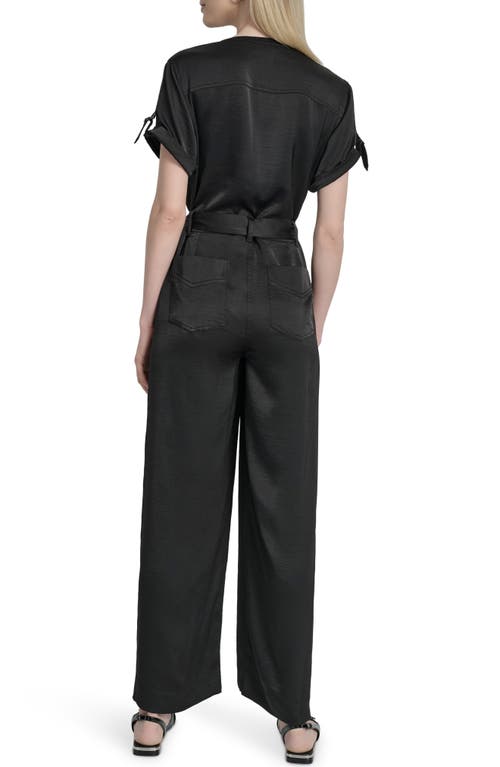 Dkny Twill Utility Jumpsuit In Black