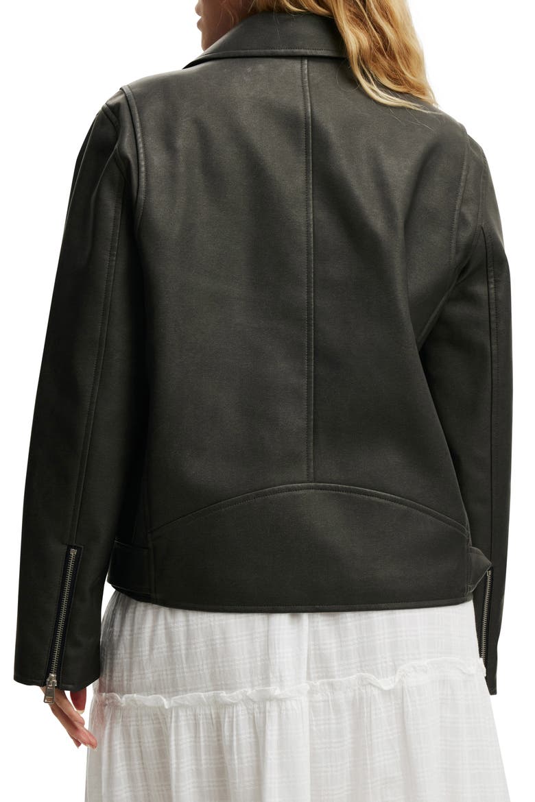 Roman Faux Leather Moto Jacket, Alternate, color, WASHED BLACK