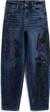 Desigual Graphic Barrel Leg Ankle Jeans