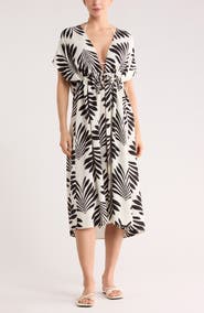 NORDSTROM RACK Floral Short Sleeve Cover-Up Dress