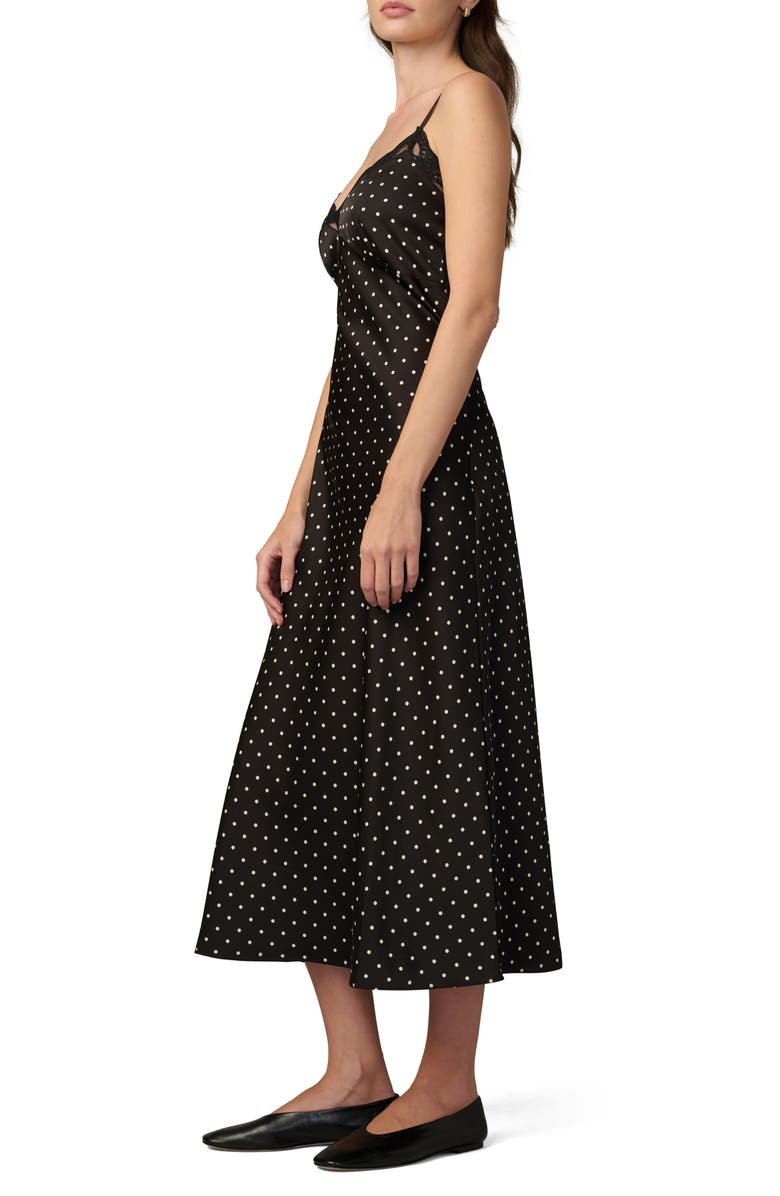 Joe's The Ines Polka Dot Midi Slipdress, Alternate, color, Black Polka Dot