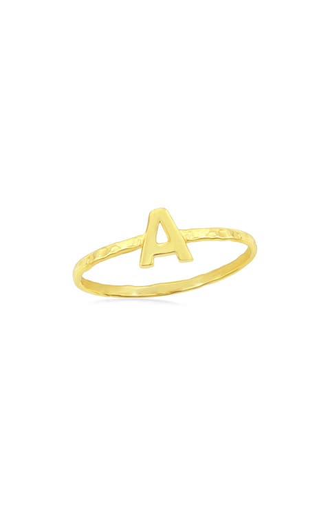 Yellow Gold Initial Band Ring